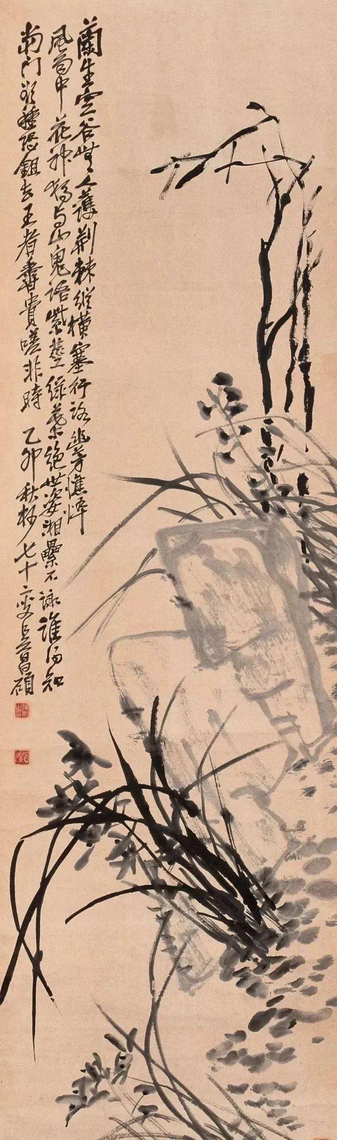 吴昌硕78岁写兰花,淋漓尽致的精气神!_绘画_石鼓文_金石