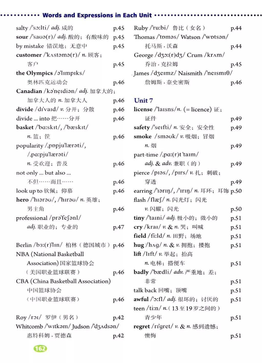 七年级下册2单元单词图片