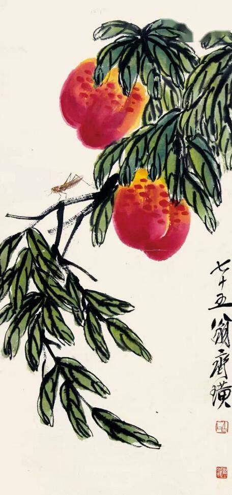 大师画寿桃,各有各的味_吴昌硕_桃实_齐白石