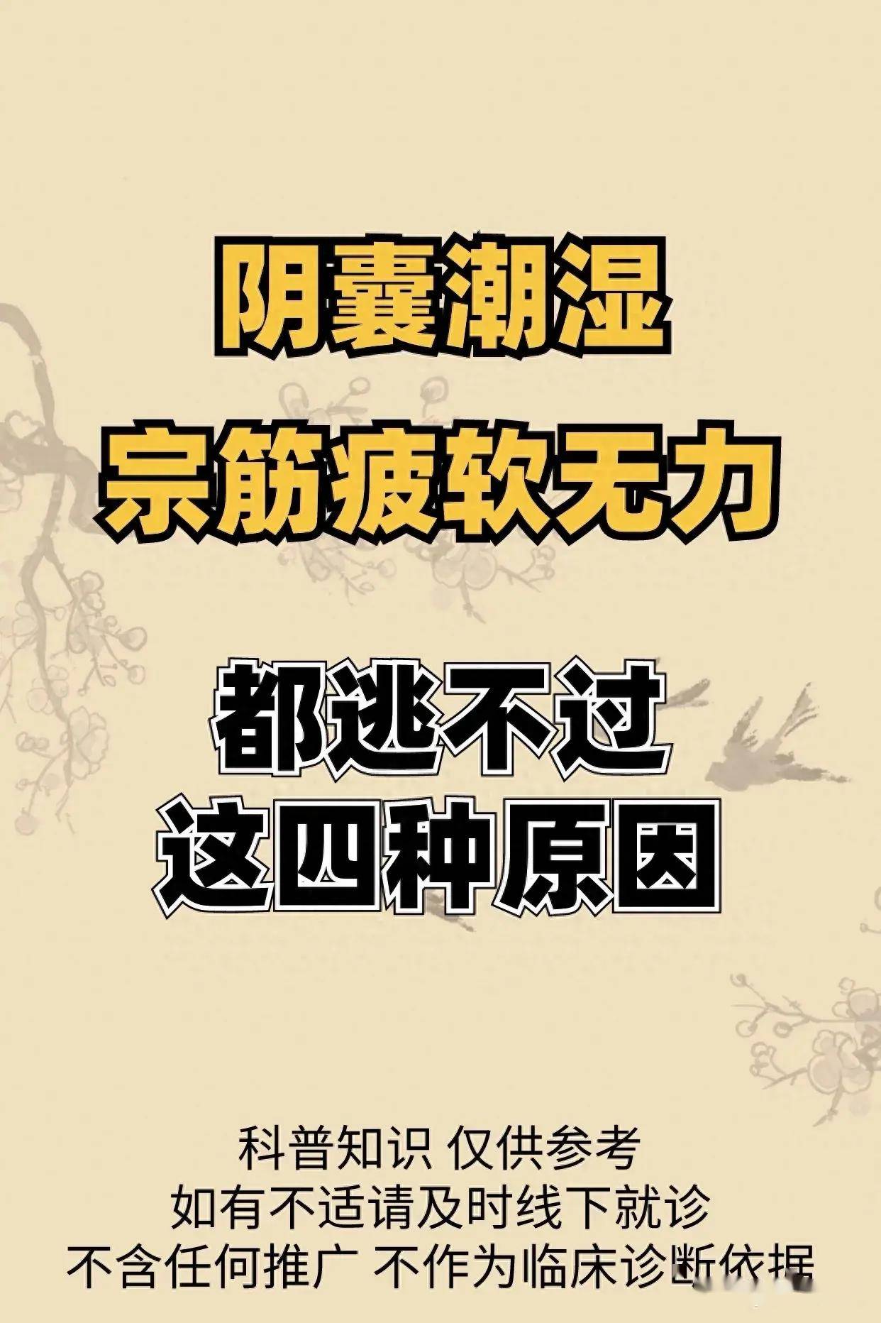 阴囊潮湿,宗筋疲软无力,都逃不过这四种原因!