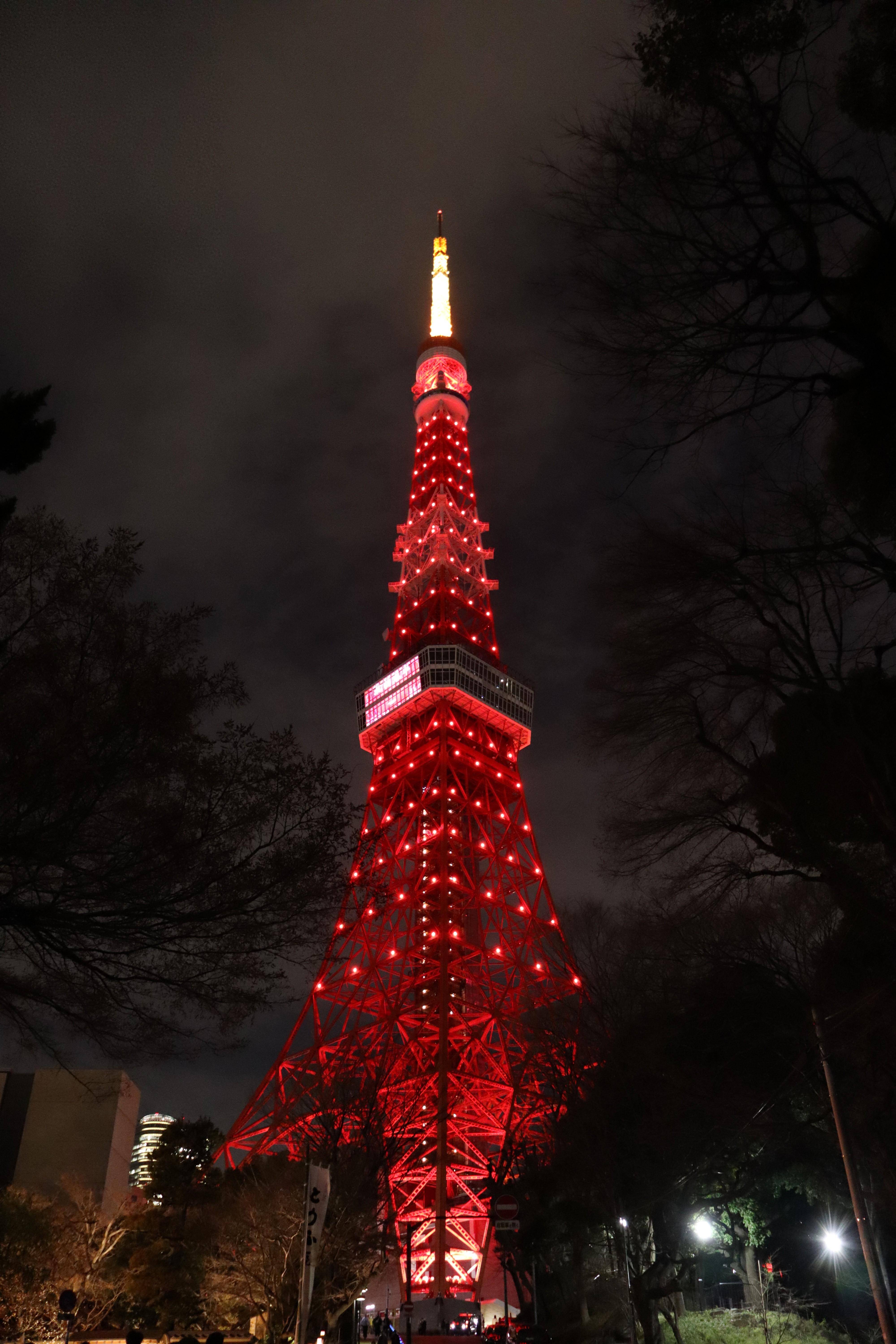 日本:东京塔点亮中国红