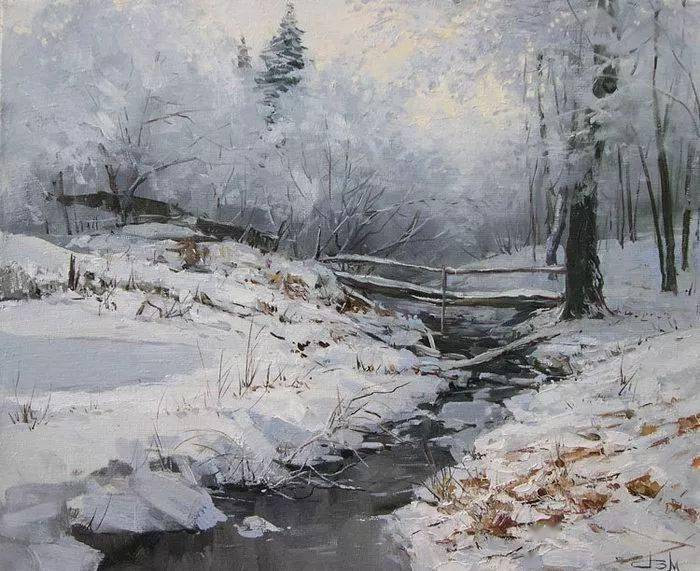俄罗斯艺术家笔下的雪景,真美!_油画_作品_the