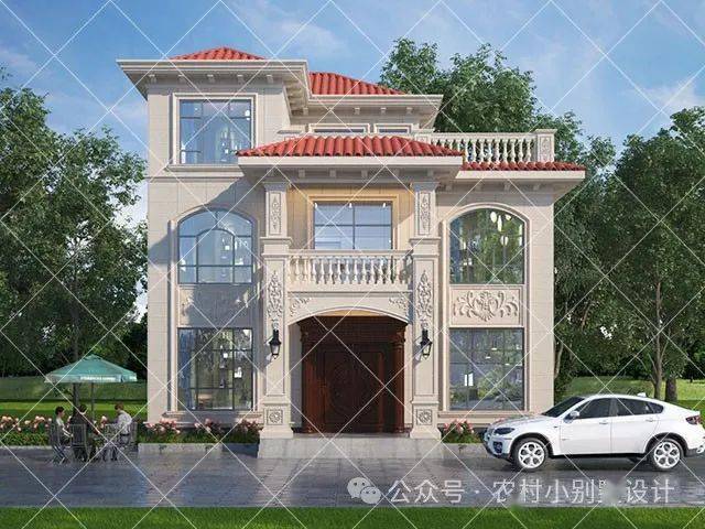 25套三层农村别墅,红屋顶精致大气,符合农村生活所需