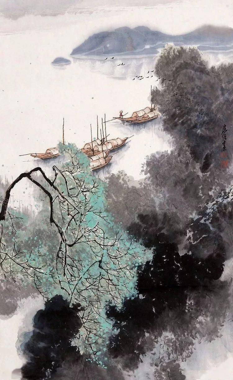 春风_情景_水墨画