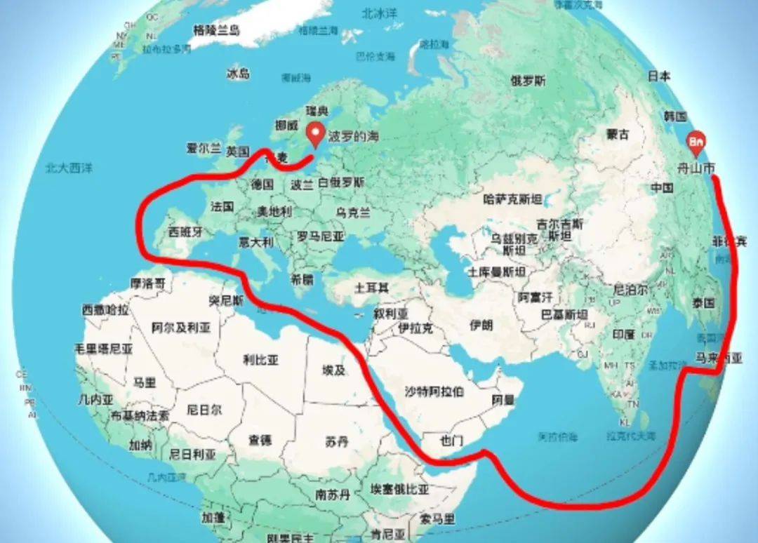 第一次补给,再经直布罗陀进入地中海,在埃及塞得港进行第二次补给后