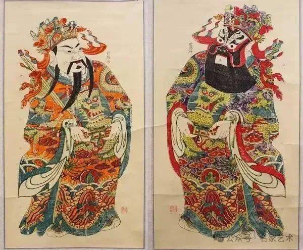 杨柳青门神 秦琼尉迟恭▲1934年台湾门神于是,除夕时人们便在门上贴