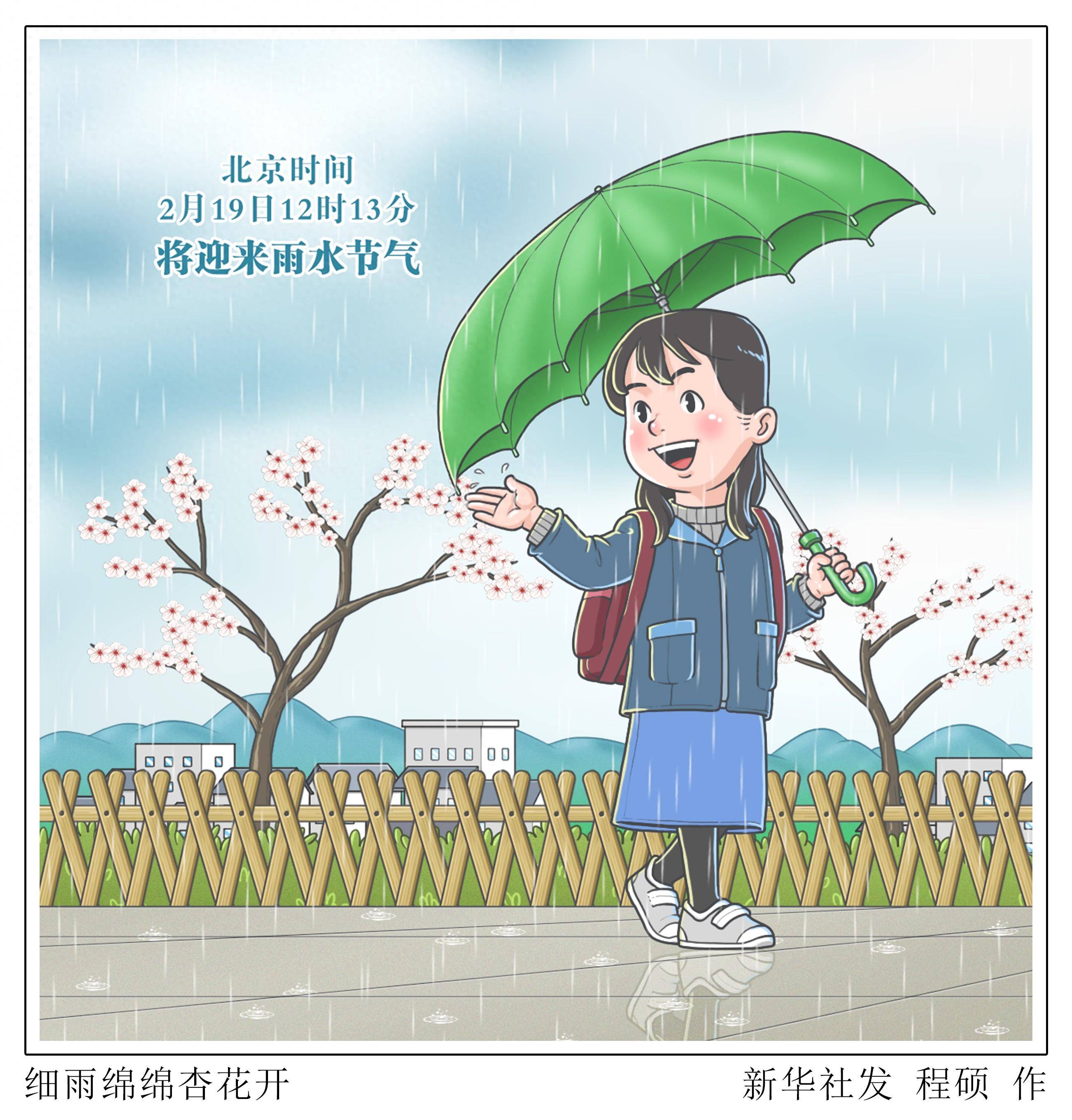 (图表·漫画)节令之美·雨水|细雨绵绵杏花开_新华社_平田_东风