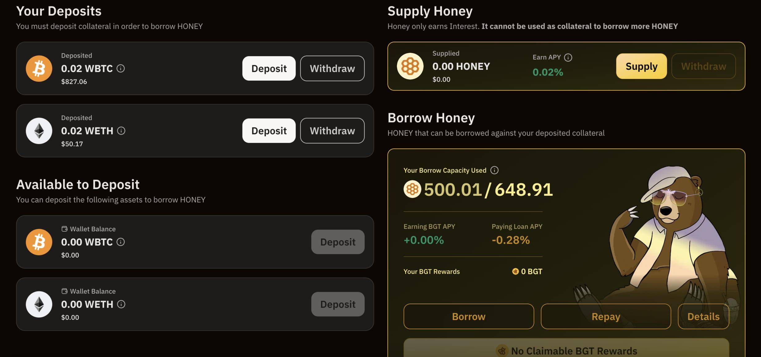 berps.berachain.comberps 主要使用稳定币 honey,是开仓的唯一代币.
