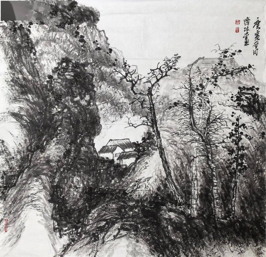 在北京中国画艺术创作院主攻山水画三年.