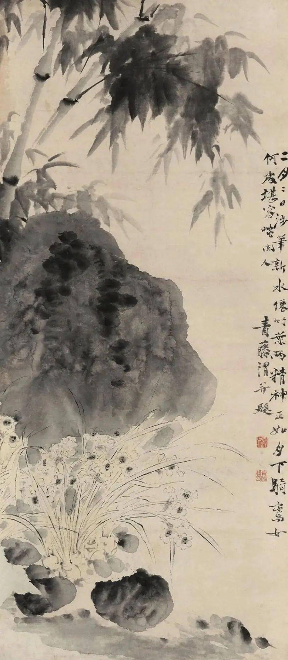 徐渭笔下的墨石头_作品_牡丹_中国画