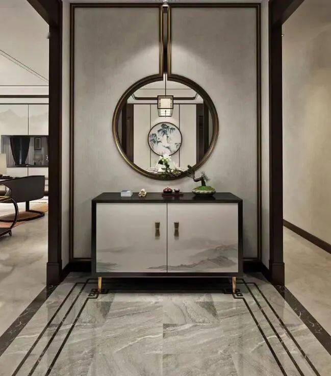 不占用空间的"方正"新中式玄关应运而生,新中式玄关仍然继承了传统