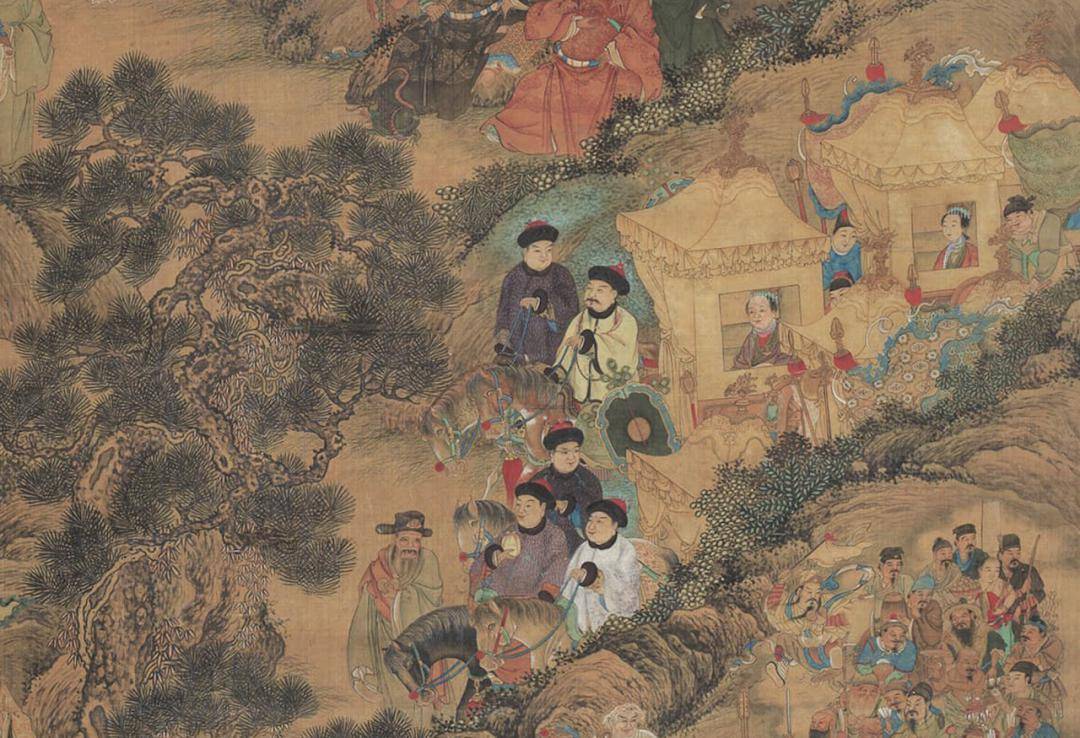 图1(封面):苏州地区民间神轴中的五圣家族出行图.