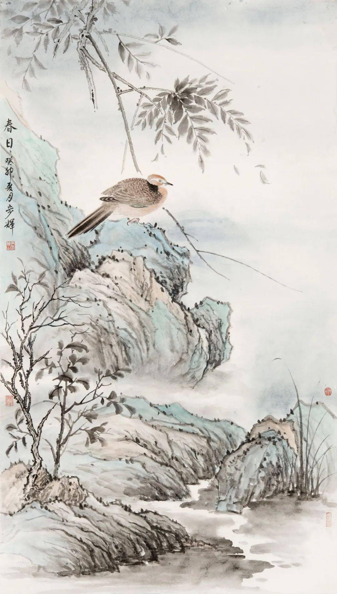 占必青国画《大青风雪》叶朴生国画《雁荡山北斗洞》叶阿金国画《梅花