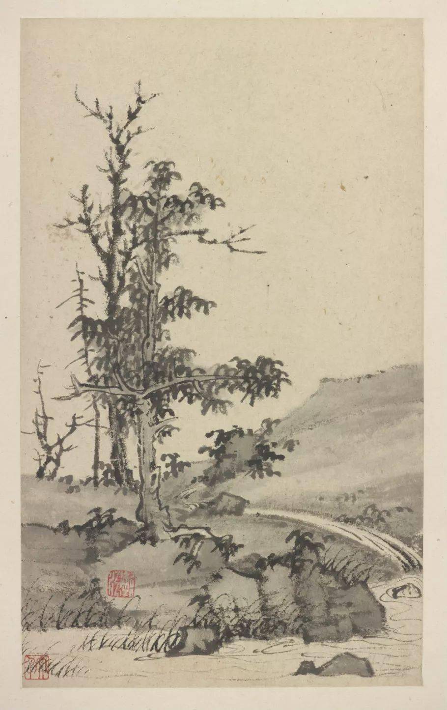 一篇文章讲透渐江山水画构图特征_黄山_倪瓒_画面
