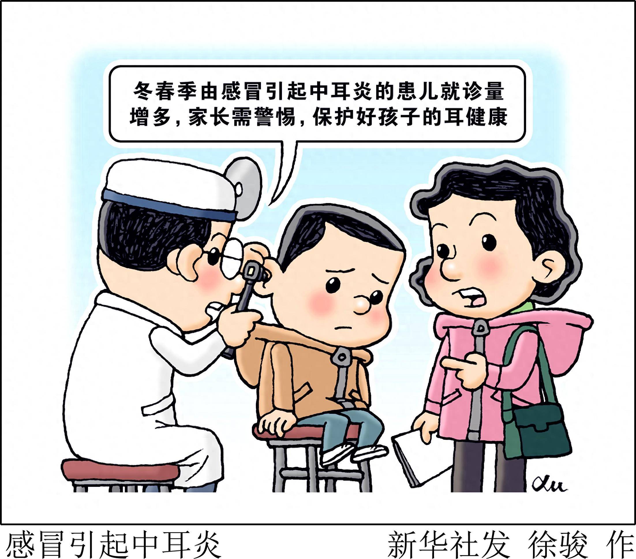 (图表·漫画)感冒引起中耳炎