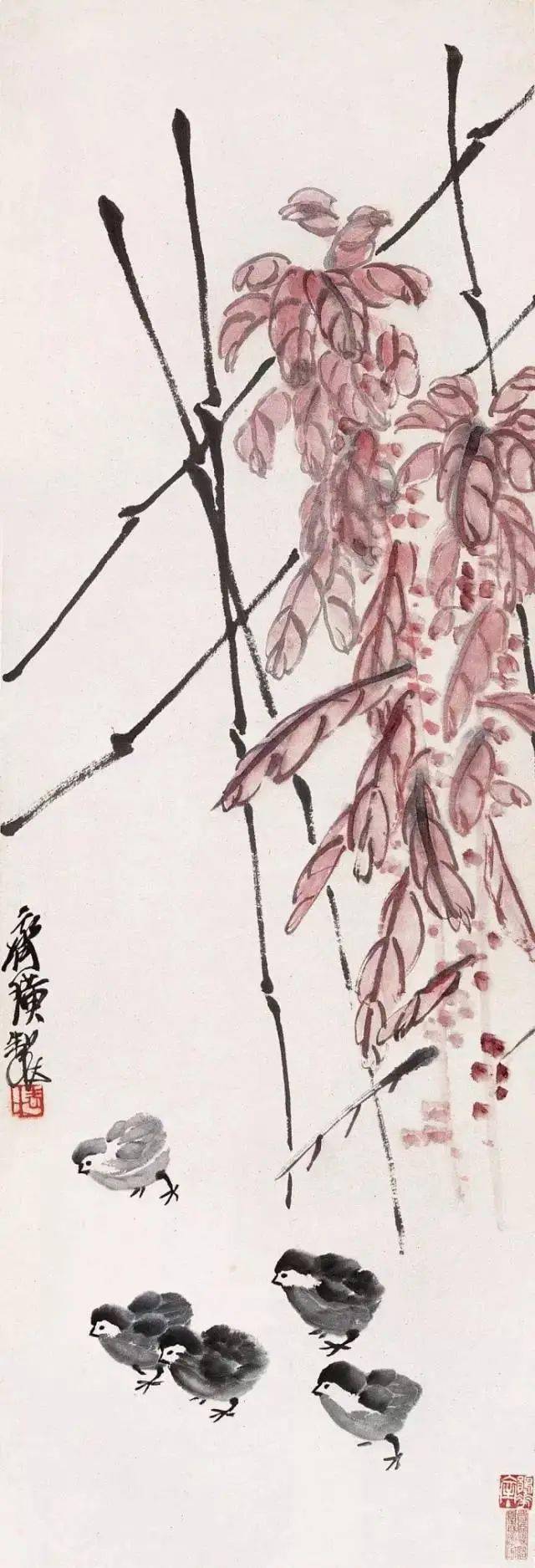 黄胄| 写意小鸡和母鸡的画法_下图_小笔_大笔