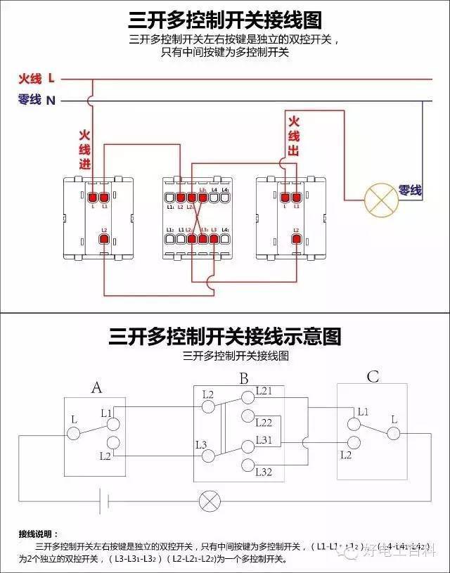 单控开关接法示意图图片