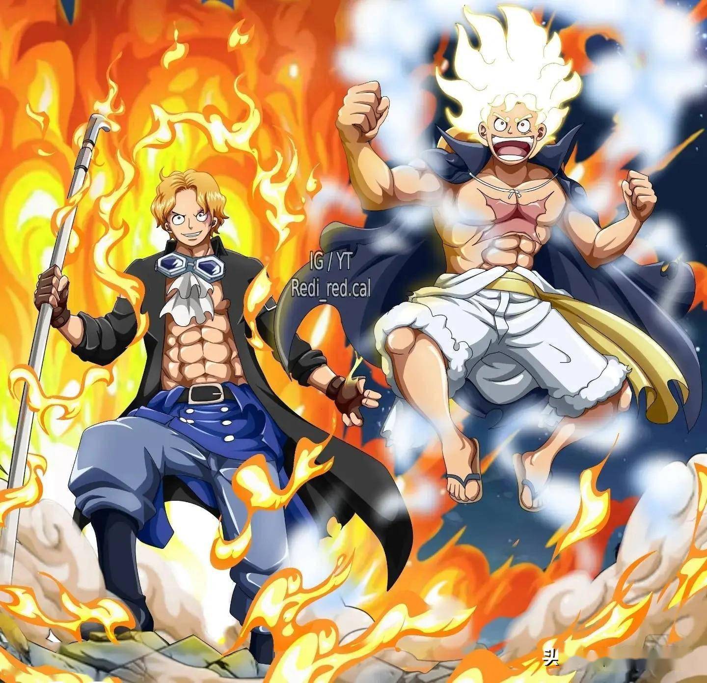 海贼王1110话情报四皇路飞被五老星暴揍哥哥炎帝萨博前来救场