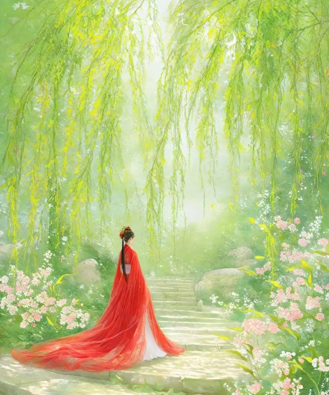 河岸上,那一片的杨柳绿了,那一处的柳丝翠了.