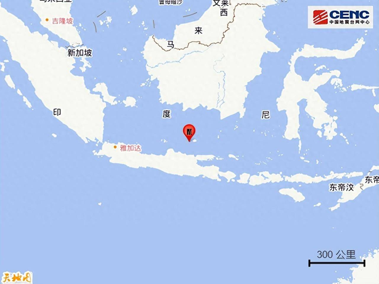 印尼爪哇海发生53级地震