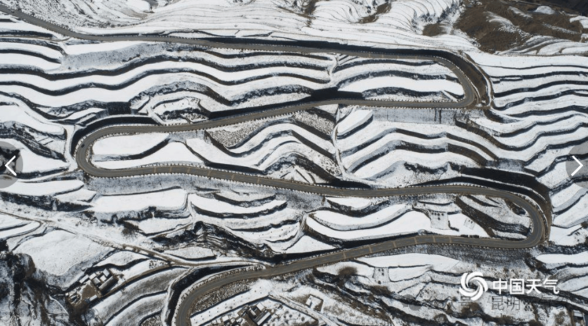 航拍雪后甘肃定西梯田 宛如巨型水墨画_安定区_白雪_网讯