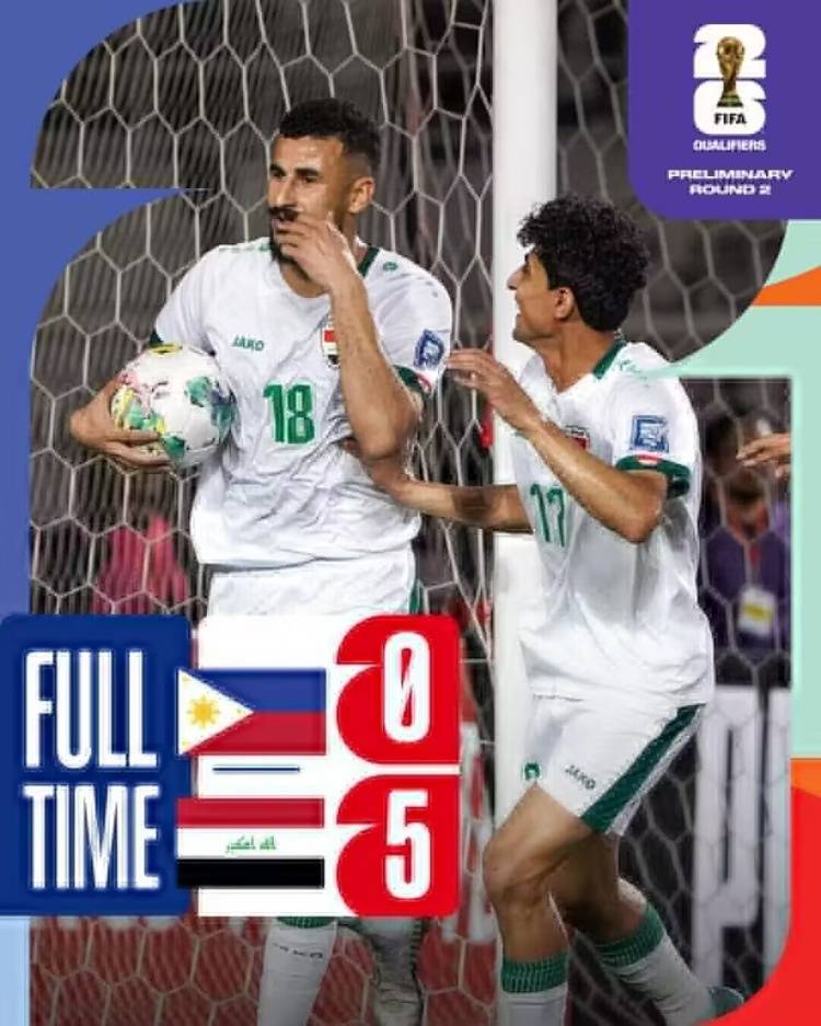 世预赛-伊拉克客场5-0双杀菲律宾 4连胜高居榜首
