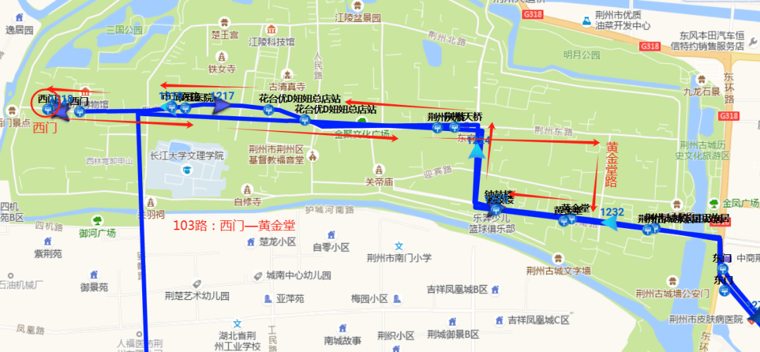 上海大道—福利路—上海大道—曙光路—上海大道—二号路—深圳大道