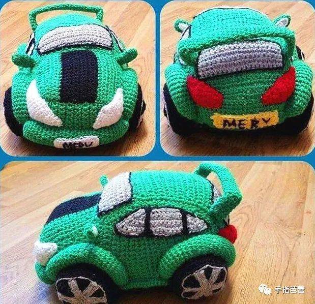 钩织的玩具多款汽车 附平面汽车的图解