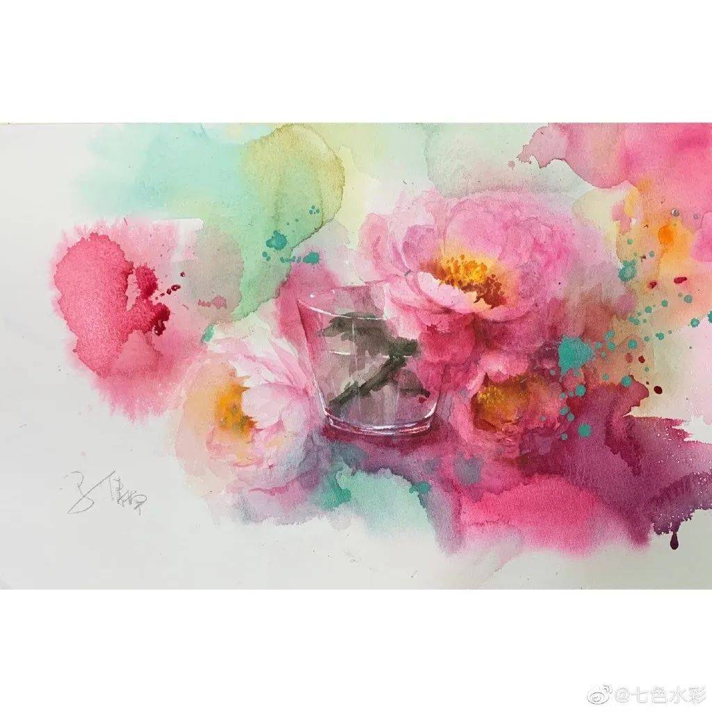 干货手把手教会你画出朦胧意境美的水彩花卉这色调简直美爆了