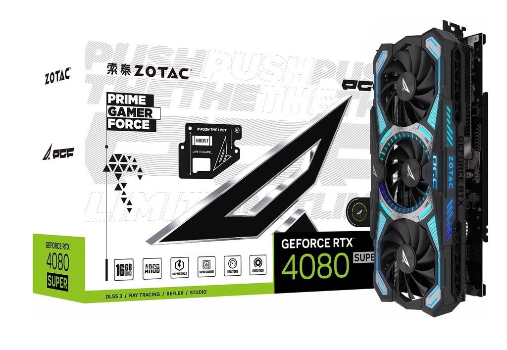 索泰geforce rtx 4080 super pgf oc采用了ad103核心,拥有10240个cuda