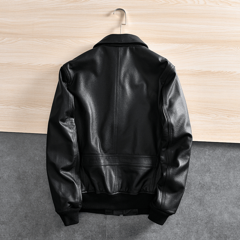 男士皮衣外套558享材质柔软舒适细腻耐久性好黑色经典不过时上身帅气