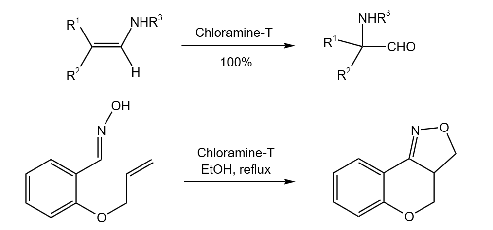 氯胺-t作为氧化剂,可定量地将烯胺氧化成相应的氨基醛.