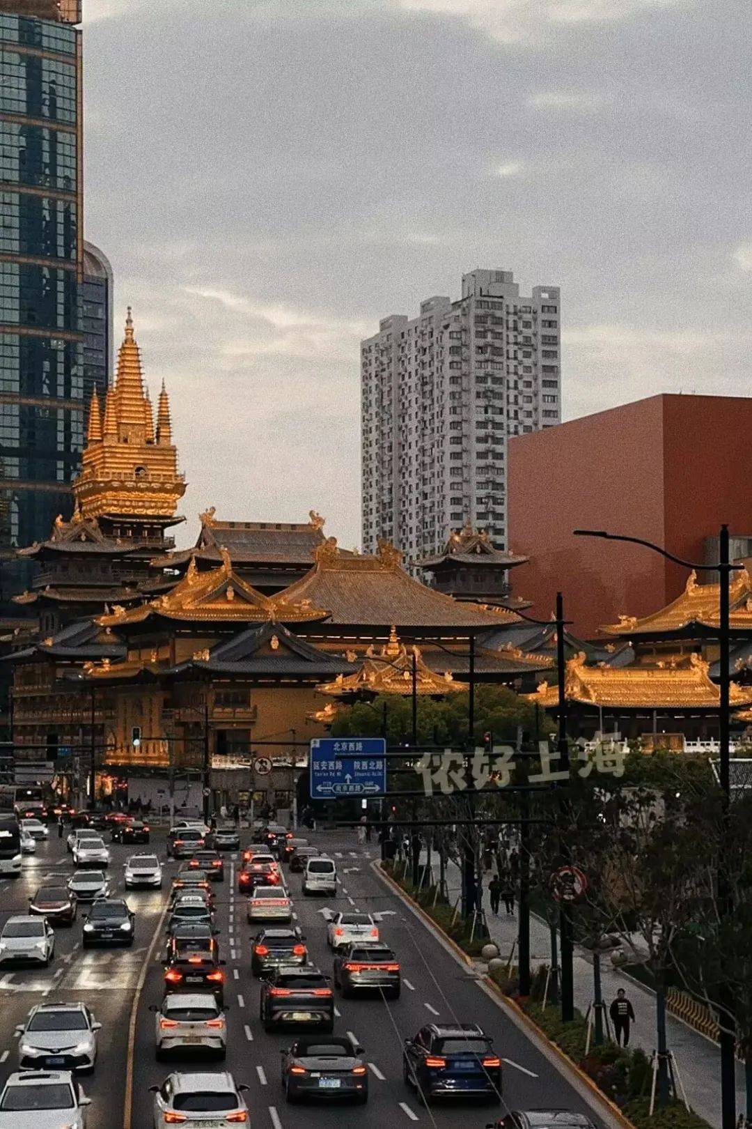 上海延安路天桥竟成网红打卡地茫茫多人只为等静安寺亮灯解锁更多宝藏