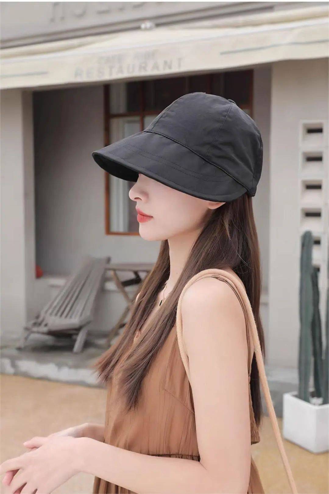 不闷汗的冰丝遮阳帽帽檐大超防晒~
