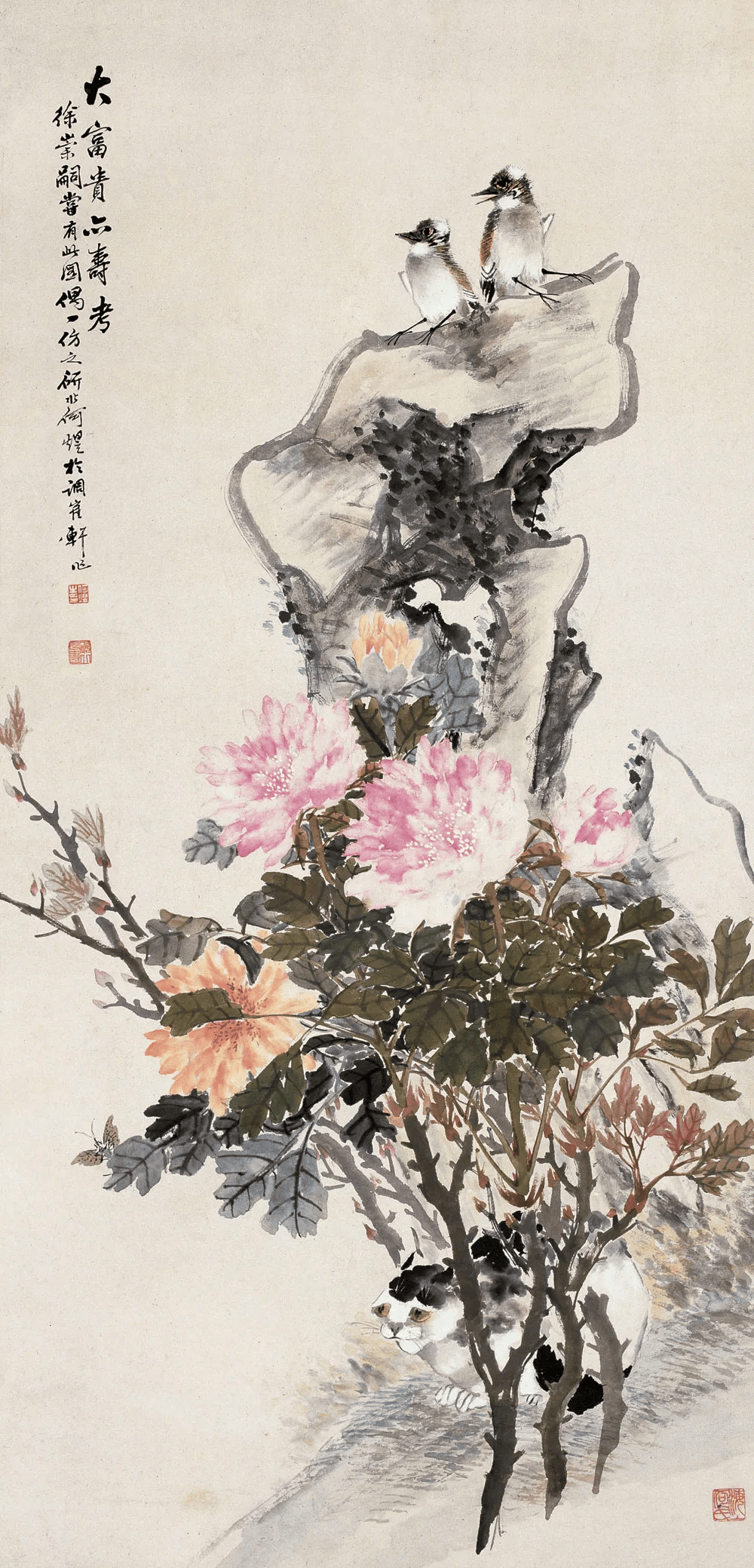 他的花鸟画,栩栩如生,既俗又雅,深得人心