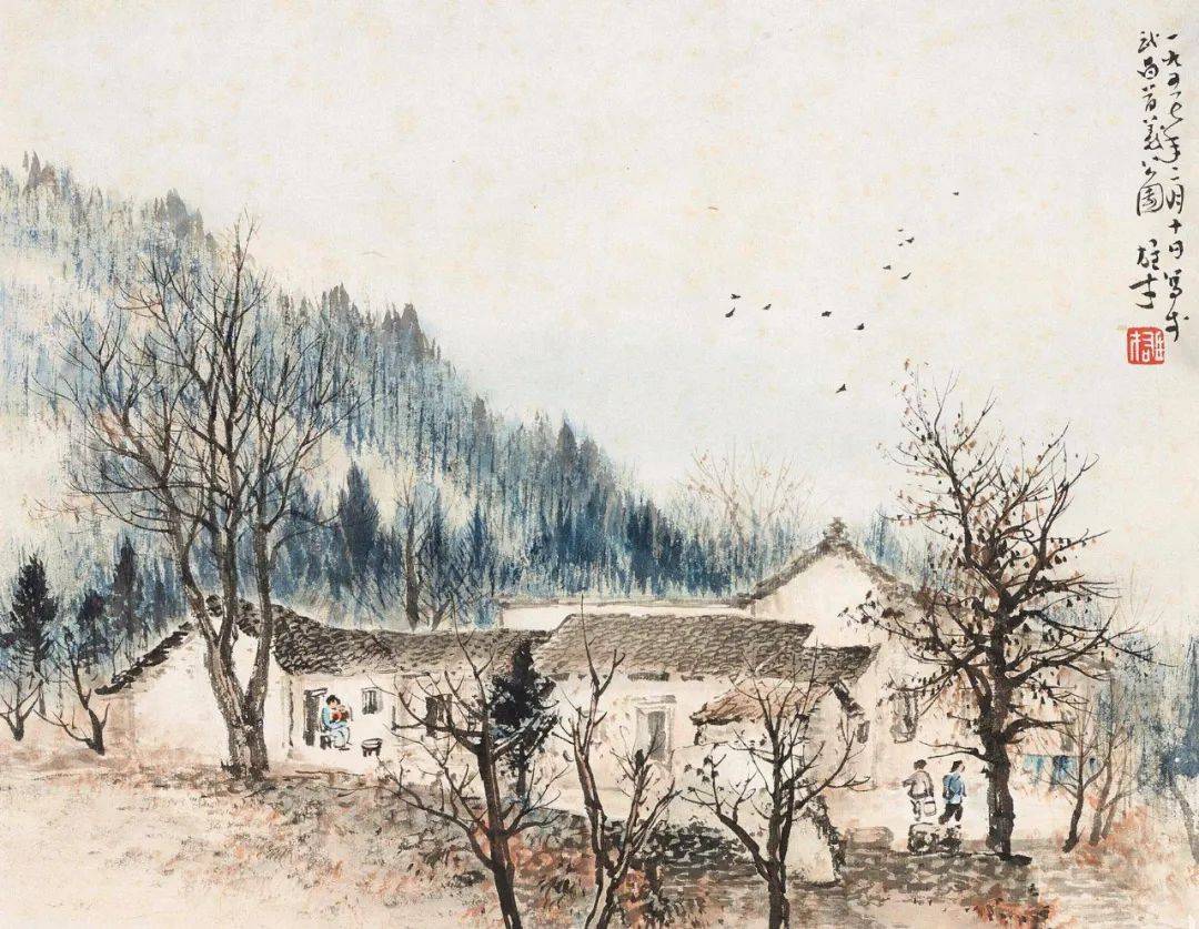 国画大师画里的乡村山水画,美丽的景色,浓浓的乡情