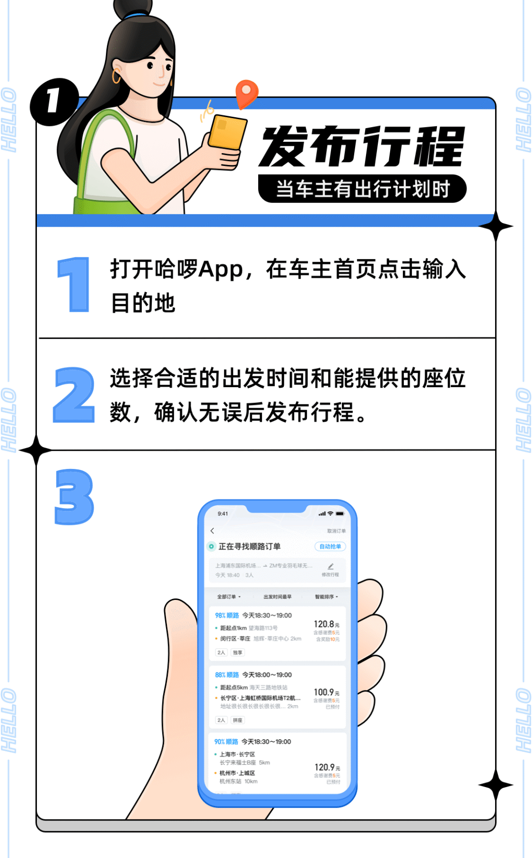 哈啰顺风车车主接单流程!