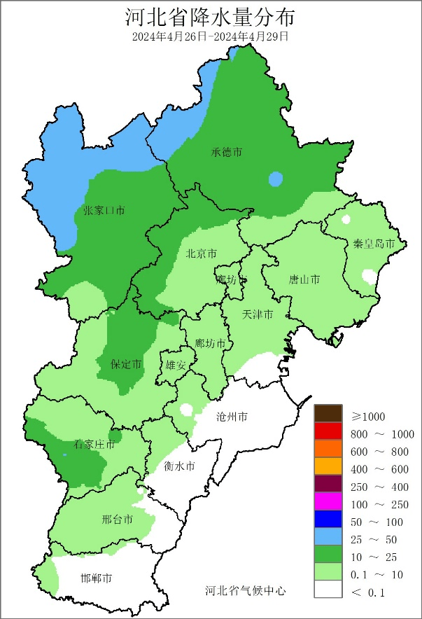 河北省4月降水情况分析