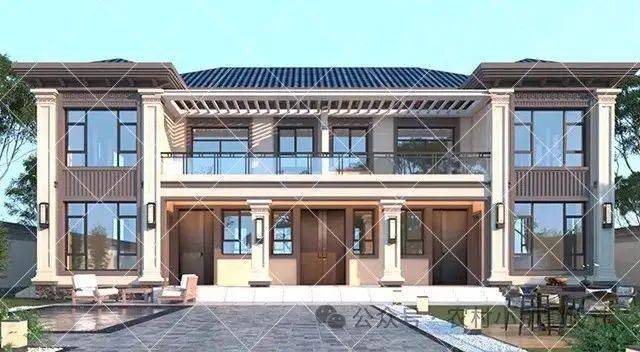 18套年度爆款二层新中式双拼别墅,超美腻的二层新中式风格兄弟双拼