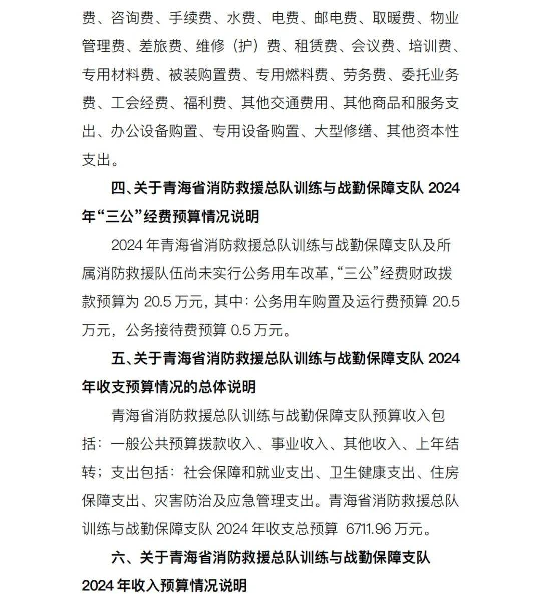 92海省消防救援总队训练与战勤保障96队2024年度部98预算