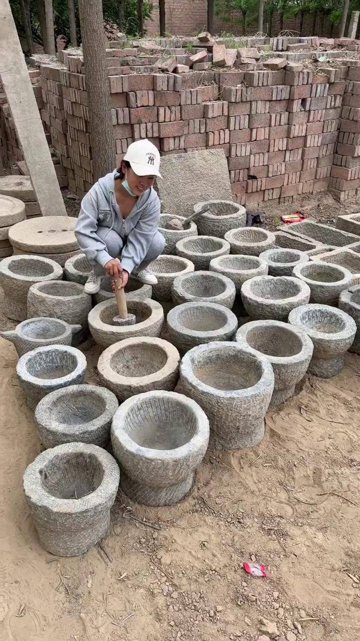 这是一种文化 一线下乡收老物件 百年老石器民俗老物件 网红石臼芝麻