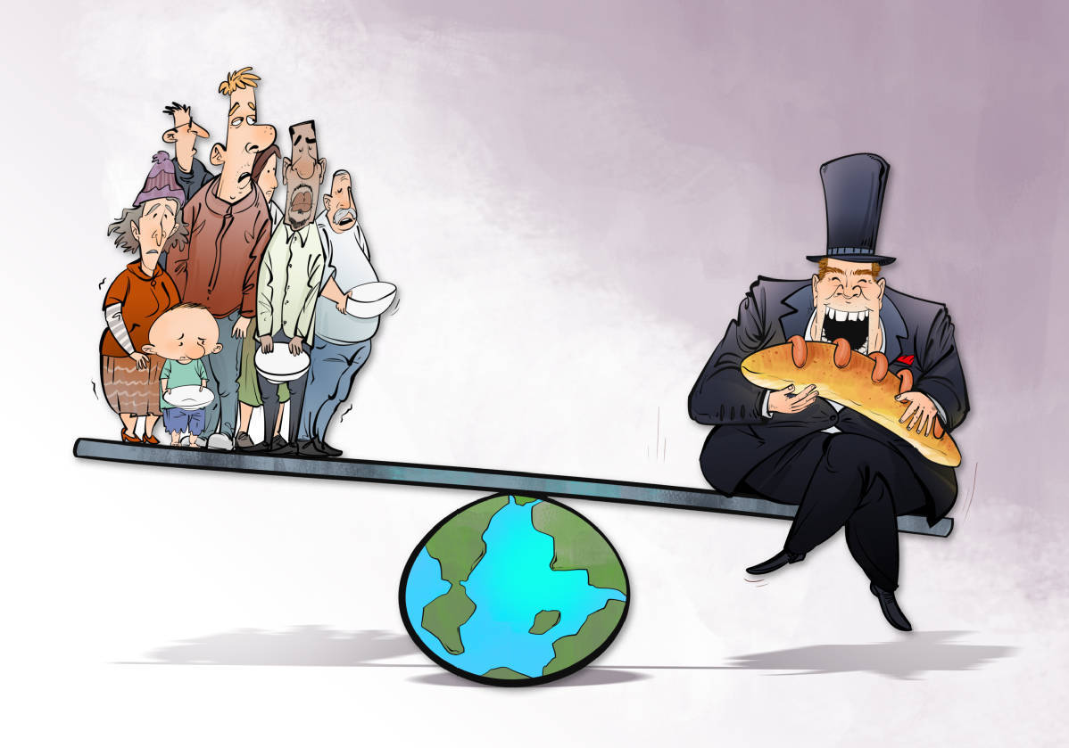 中国日报漫画:贫富差距与粮食危机 - 中国日报网