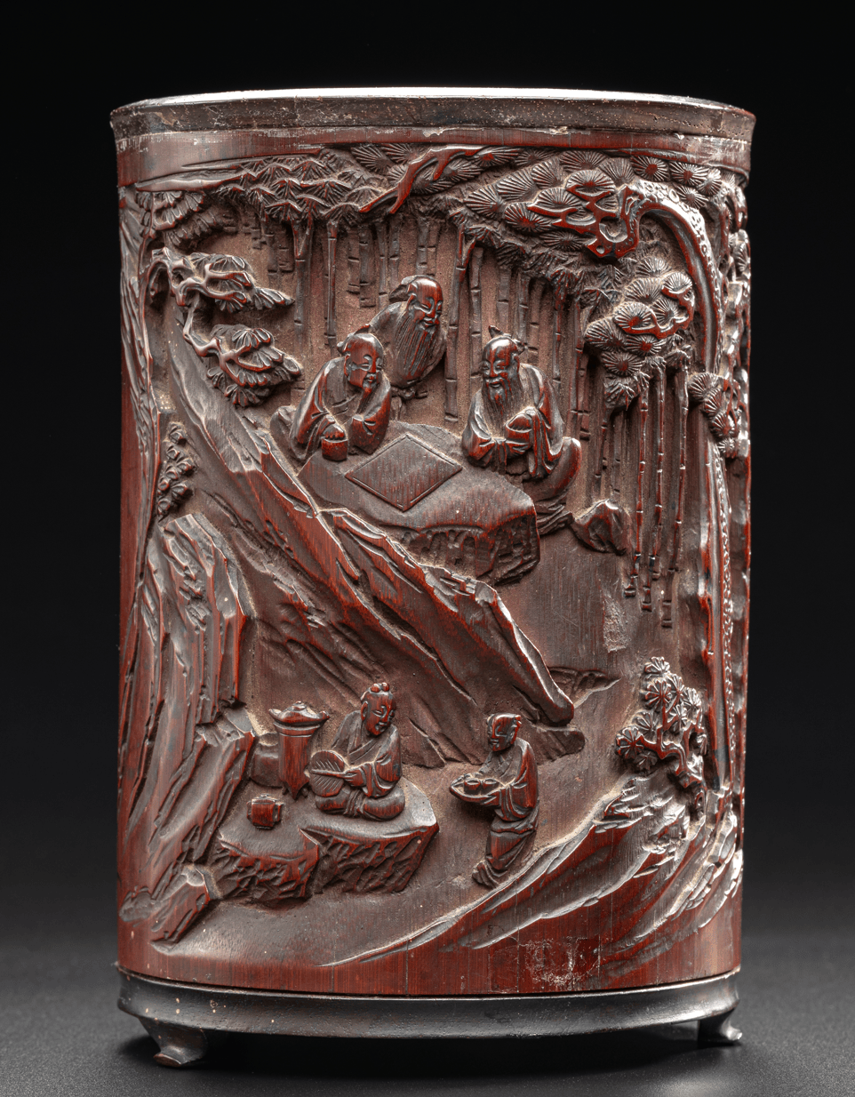 清早期竹雕松下雅集图笔筒聚宝竞卖株式会社清中期竹雕"韩康采芝"陈礼