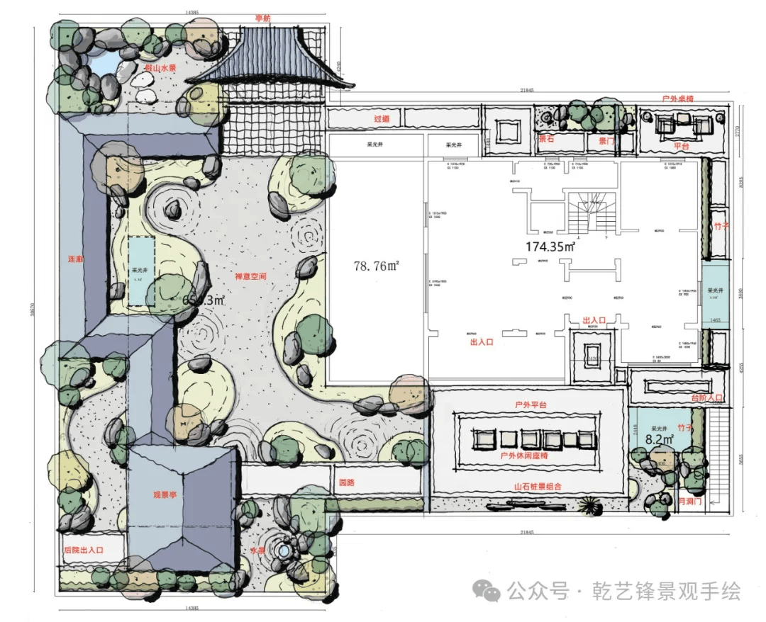 简中式小院平面图图片