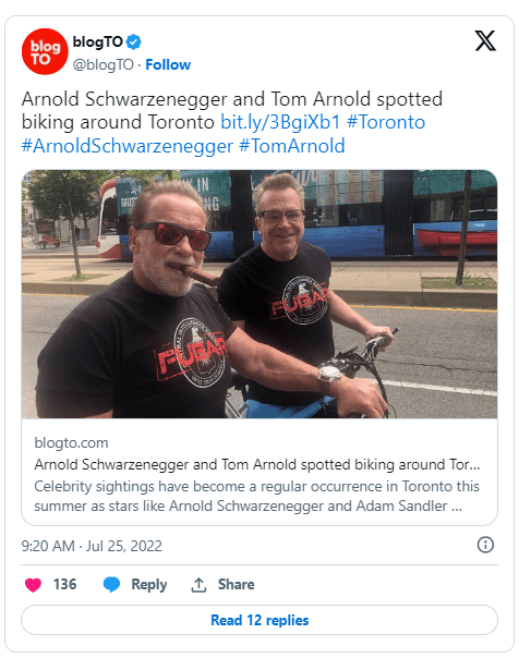 激动!超级巨星在多伦多骑行被偶遇!大赞"加拿大人非常非常友善"!