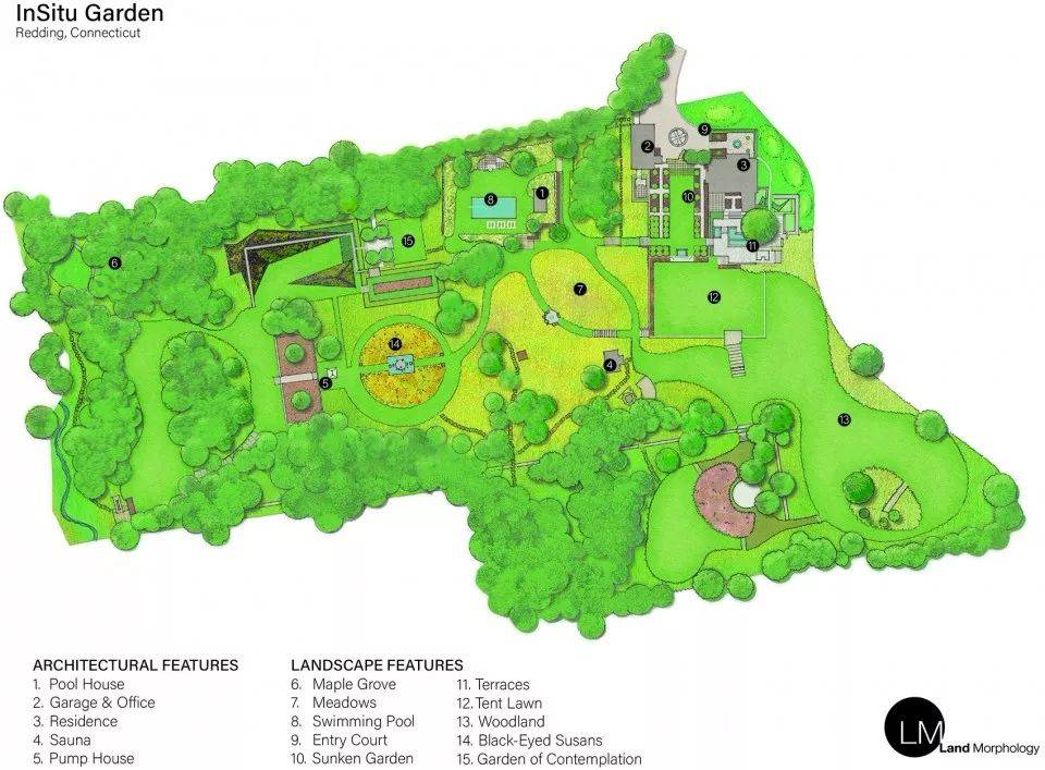 ▼景观平面图▼园区内的喷泉细节▼园区内的草地细节▼园区内的建筑
