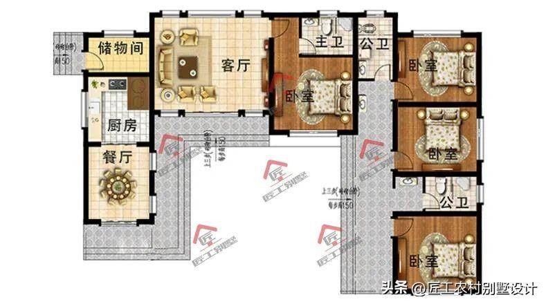 4款中式三合院平房，在老家建上一座，一定是十里八乡的明星住宅
