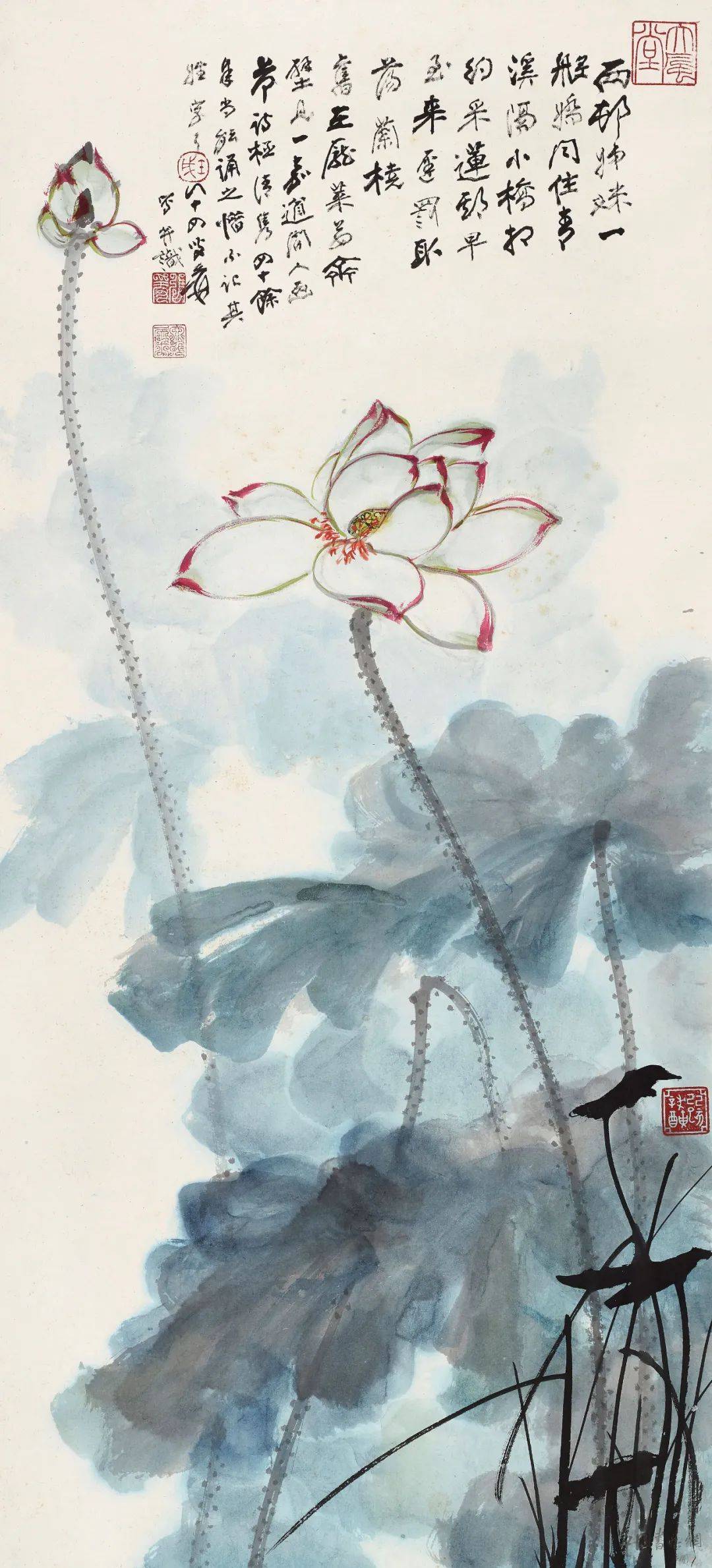 赏画| 张大千《两村姐妹一般娇》_荷花_荷叶_北京颐和园