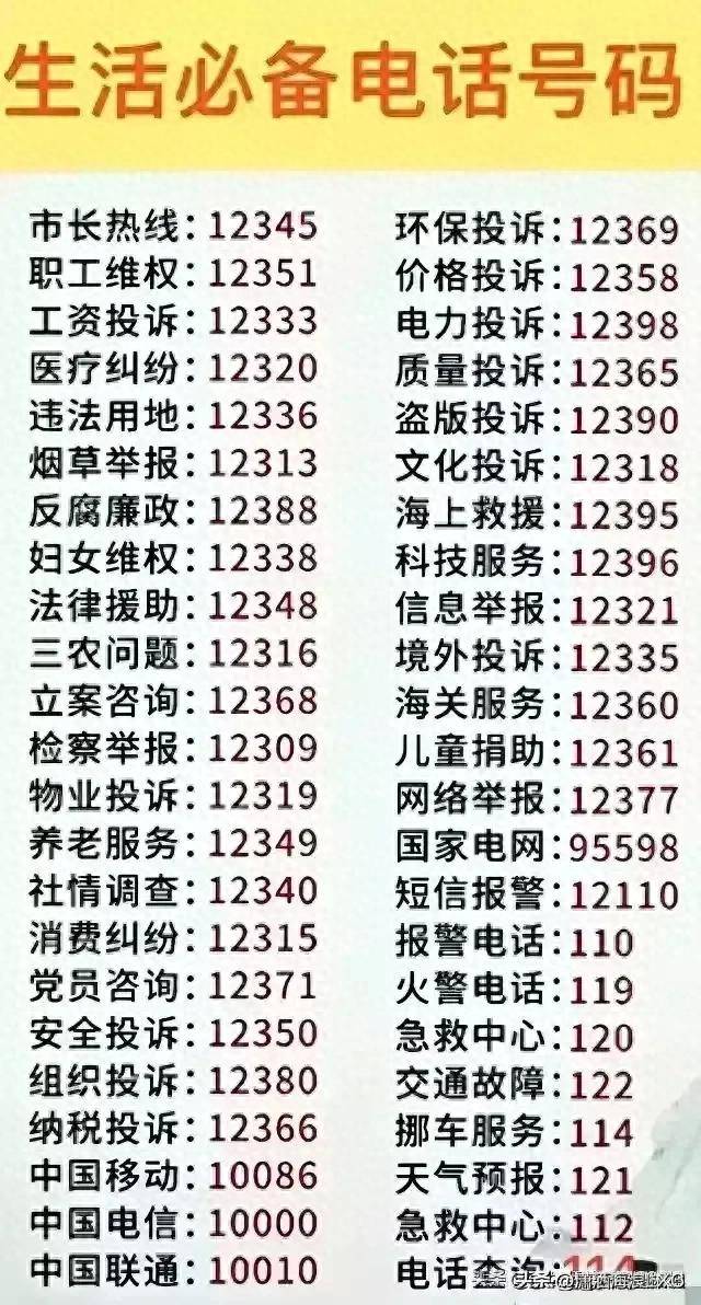 可以免费拨打的电话号码