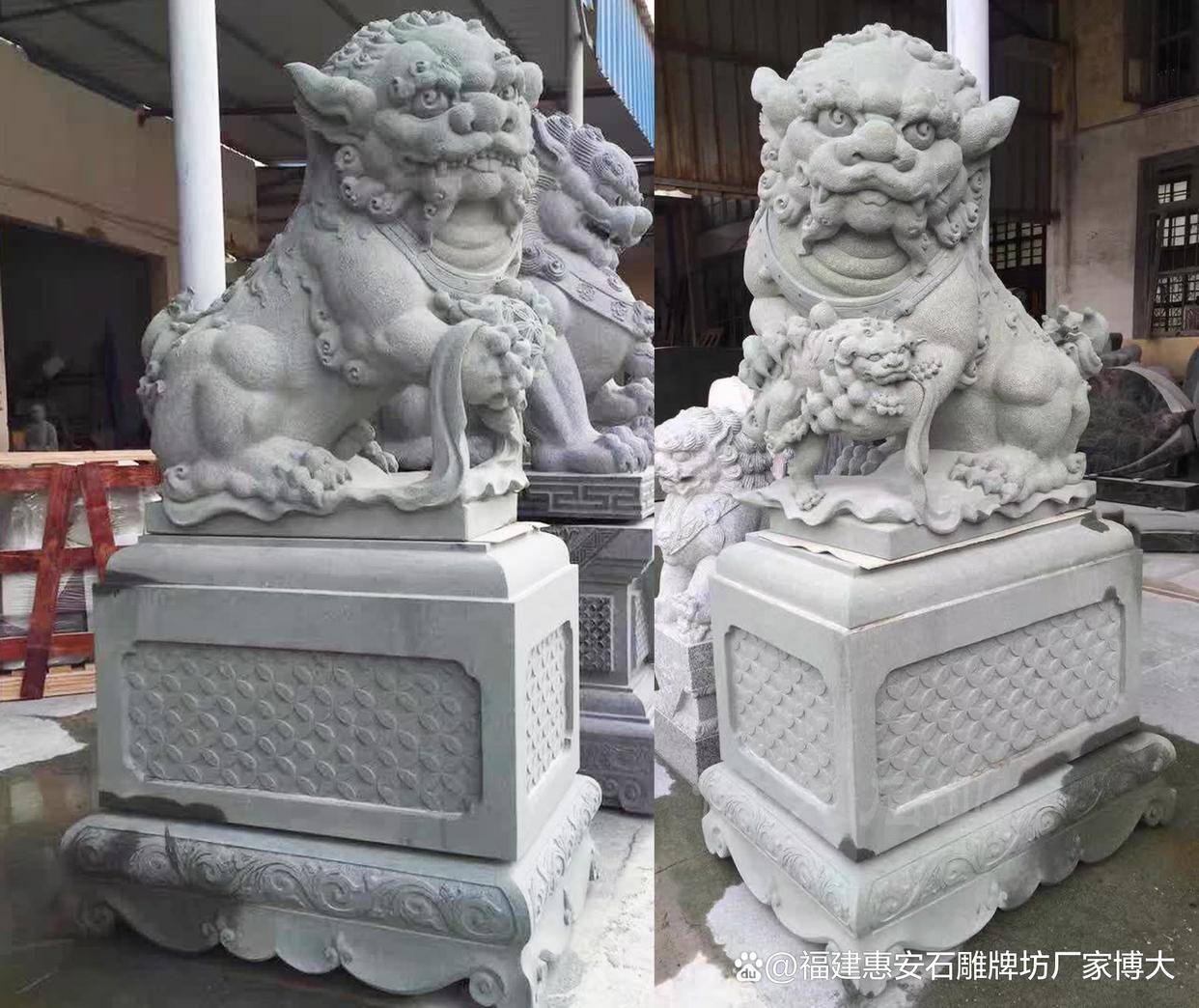古代石狮子在皇家园林的摆放